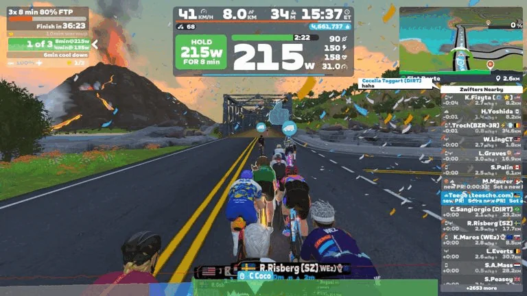 Back on Zwift! - 3x 8 min 80% FTP